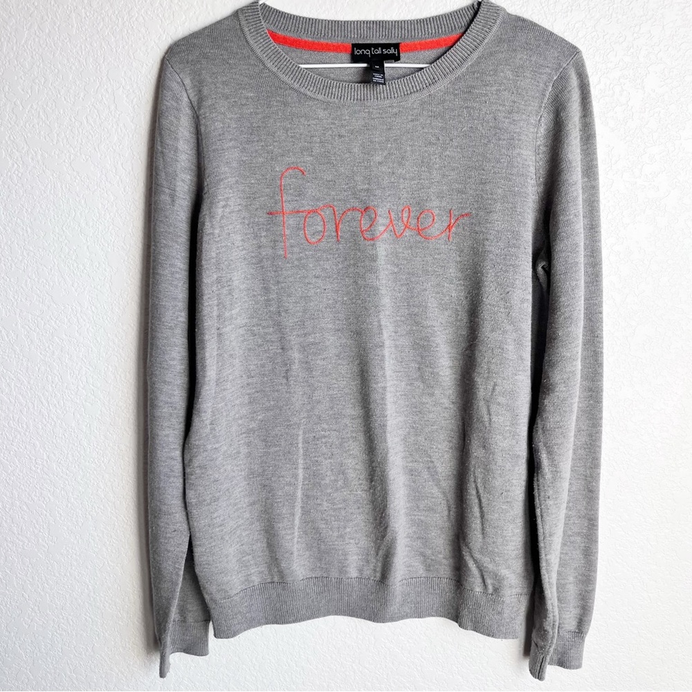Long Tall Sally Gray Sweater Orange Embroidered Forever size Medium
